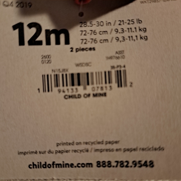 Child of Mine by Carter's tshirt & pants set, 12 or 18 months, New - Picture 4 of 10